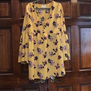 Beautiful Floral Mustard Dress